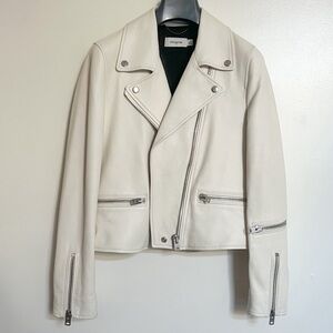 Coach 1941 White 100% Lamb Leather Biker Moto Jacket